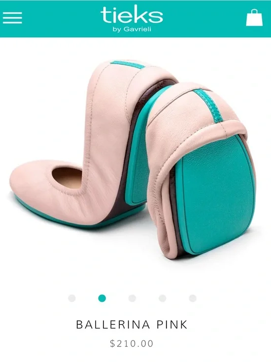 TIEKS Ballerina Pink Ballet Flats + Reusable Tote Bag + Box - Picture 2 of 16